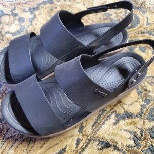 Black And Tan Crocs Platform Sandals